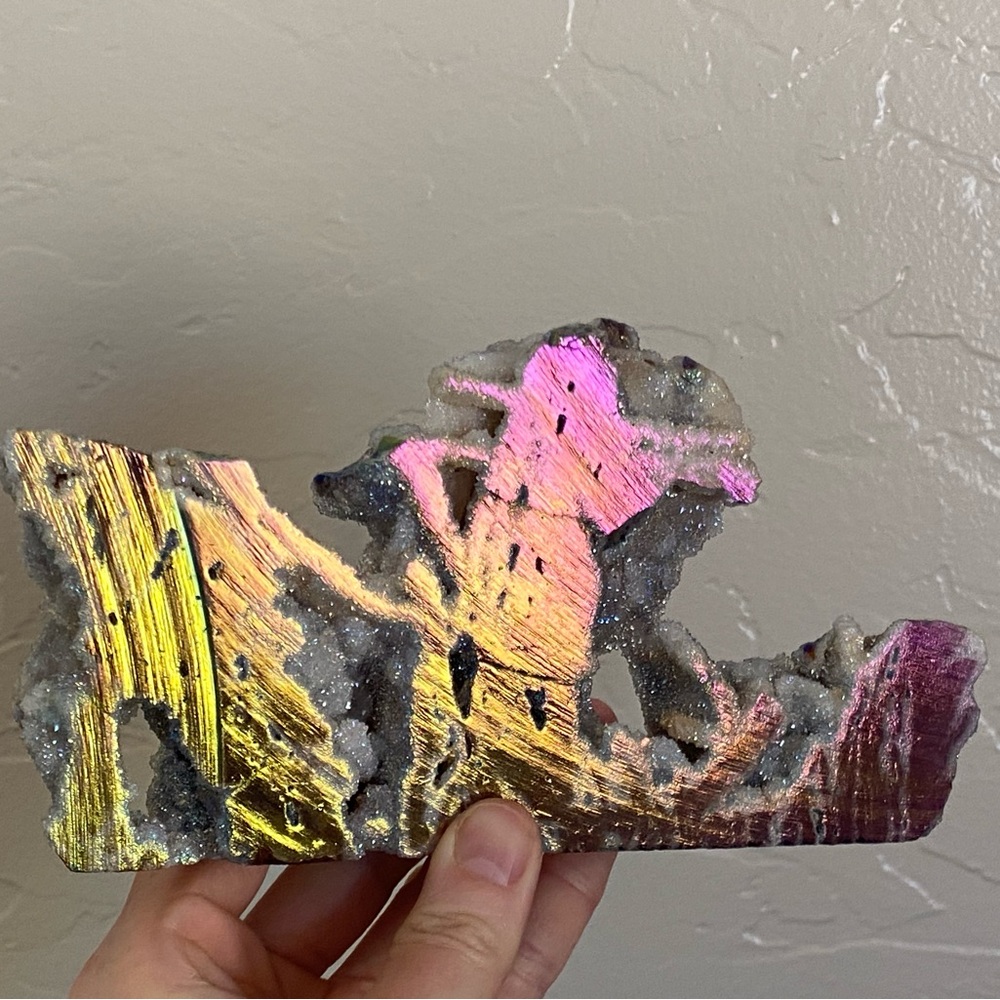 Majestic druzy aura sphalerite slab - natural crystal